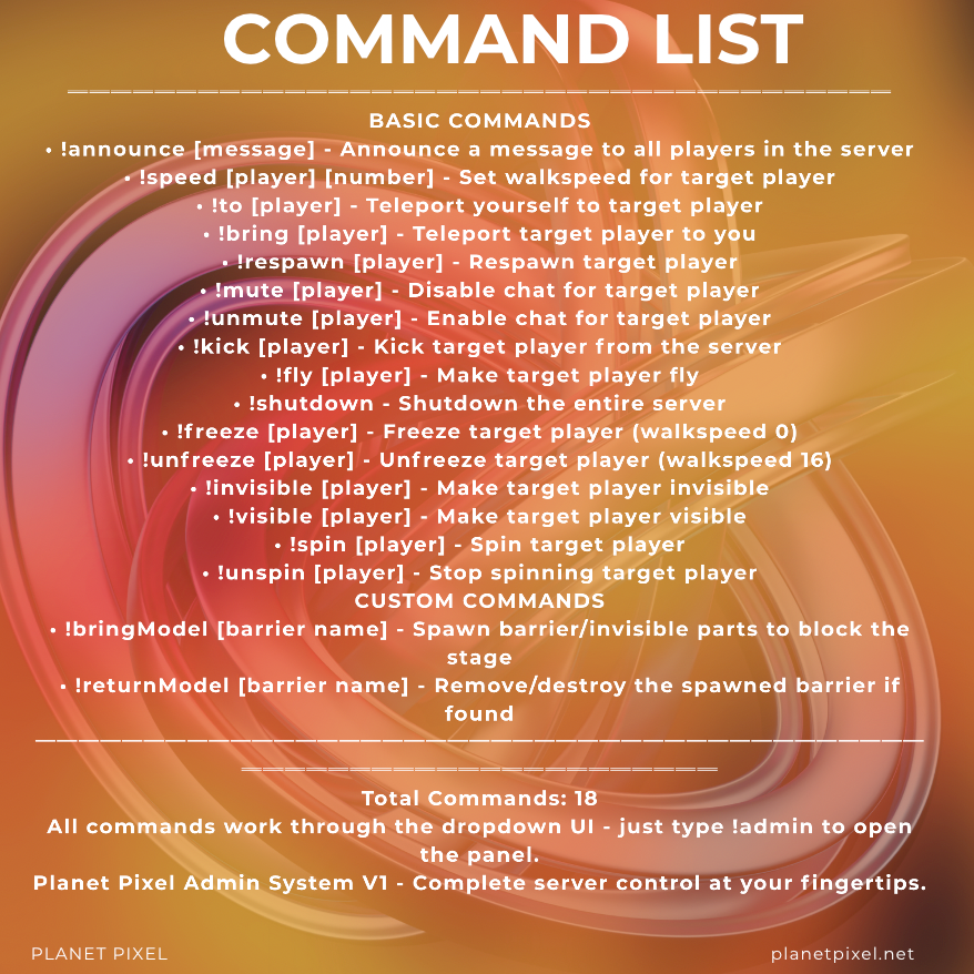 Admin System - Private Server Commands